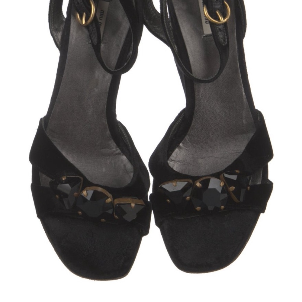 Miu Miu Velvet early 2000’s Elegant Black Women's Sandals